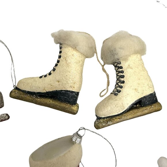 15 Vintage Ice Skates Skating Skater Ornaments Mixed Lot Blown Glass Plastic - Picture 3 of 15